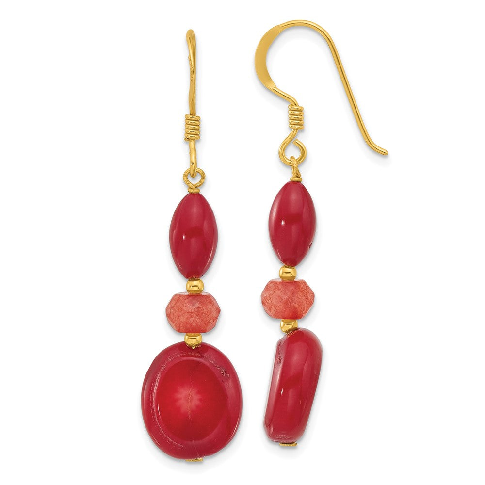 Sterlingsilber Vergoldet Coral/jade Ohrhänger