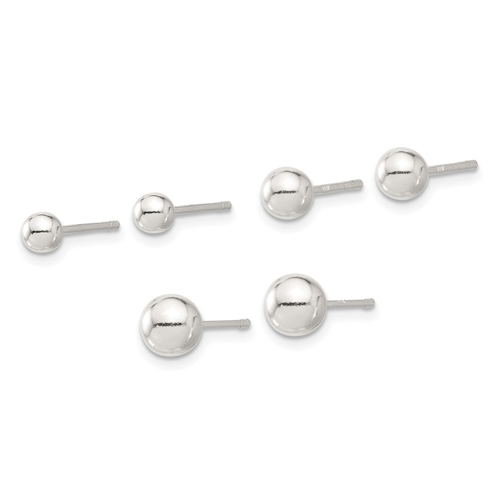 Sterlingsilber E-coated 4mm 5mm und 6mm Kugel Stecker Ohrring Set