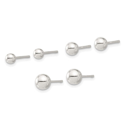 Sterlingsilber E-coated 4mm 5mm und 6mm Kugel Stecker Ohrring Set