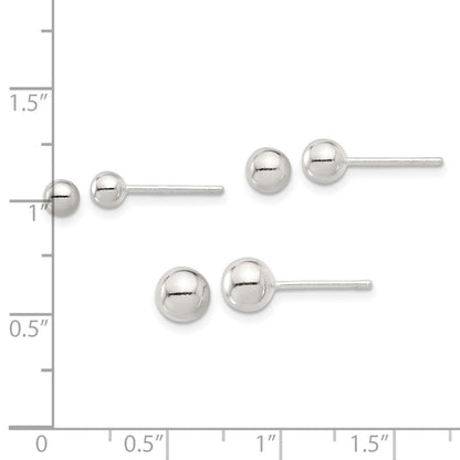 Sterlingsilber E-coated 4mm 5mm und 6mm Kugel Stecker Ohrring Set