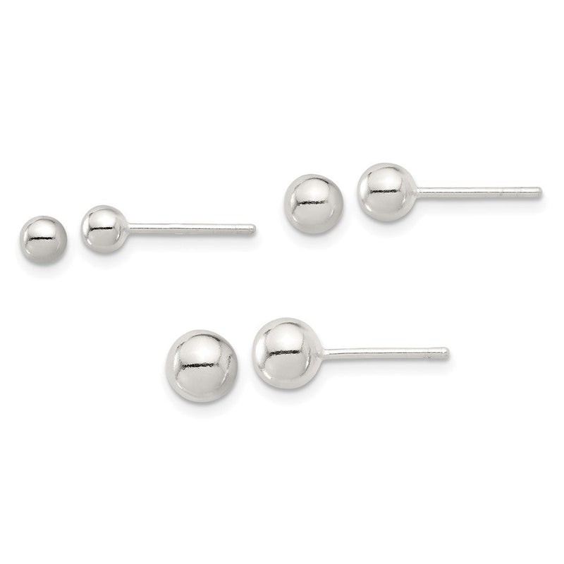Sterlingsilber E-coated 4mm 5mm und 6mm Kugel Stecker Ohrring Set