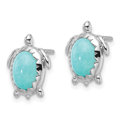 Sterlingsilber Rhodiniert Amazonite Schildkröte Ohrstecker