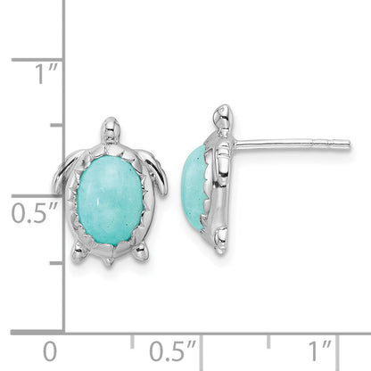 Sterlingsilber Rhodiniert Amazonite Schildkröte Ohrstecker
