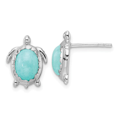 Sterlingsilber Rhodiniert Amazonite Schildkröte Ohrstecker