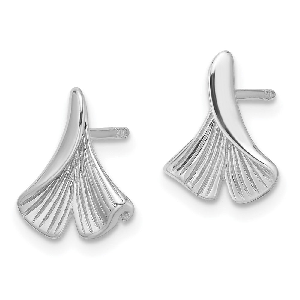 Sterlingsilber Rhodiniert Blumen Blatt Ohrstecker