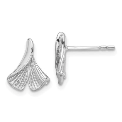 Sterlingsilber Rhodiniert Blumen Blatt Ohrstecker