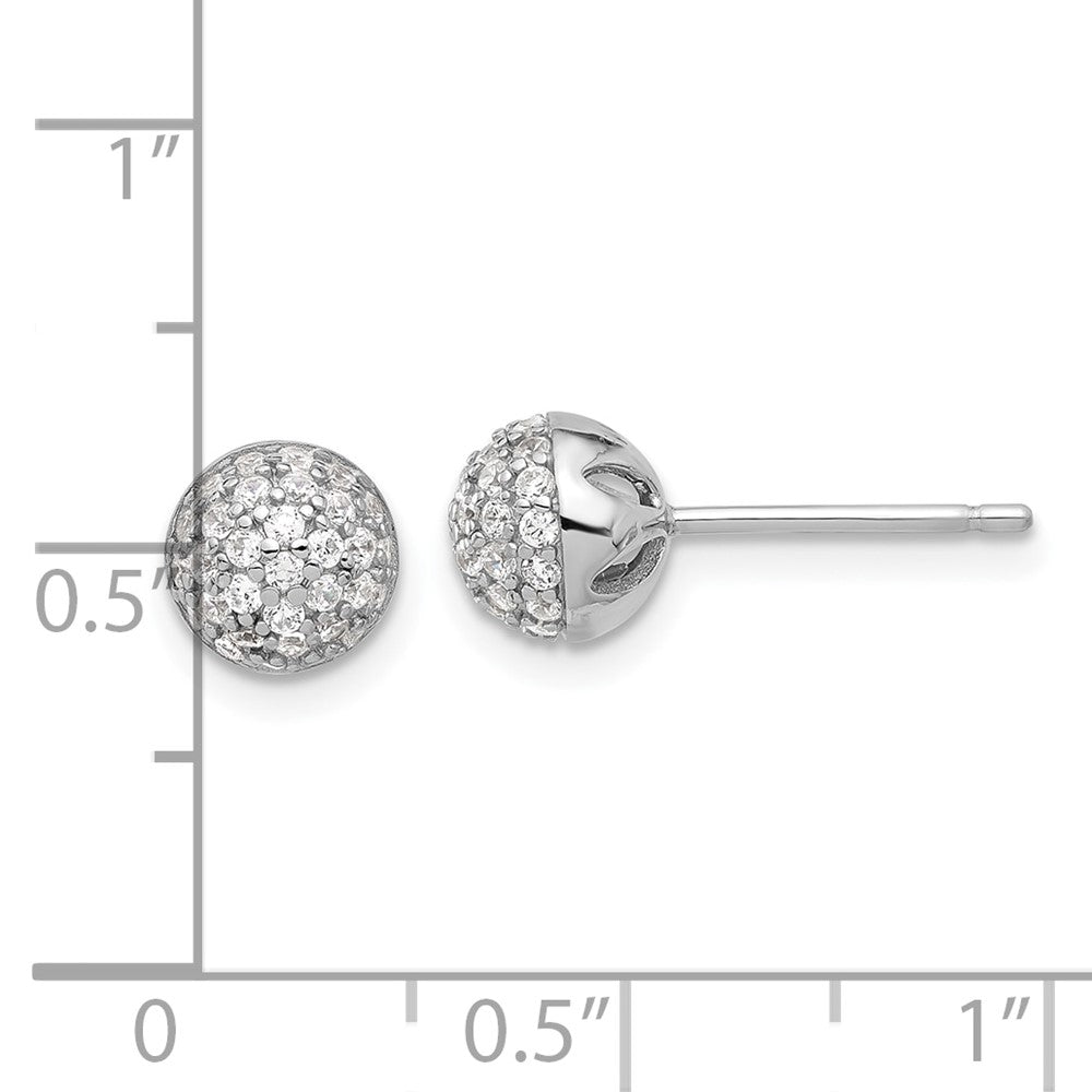 Sterlingsilber Rhodiniert Mikro Pavé Zirkonia Kugel Ohrstecker