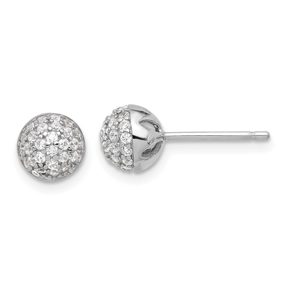 Sterlingsilber Rhodiniert Mikro Pavé Zirkonia Kugel Ohrstecker