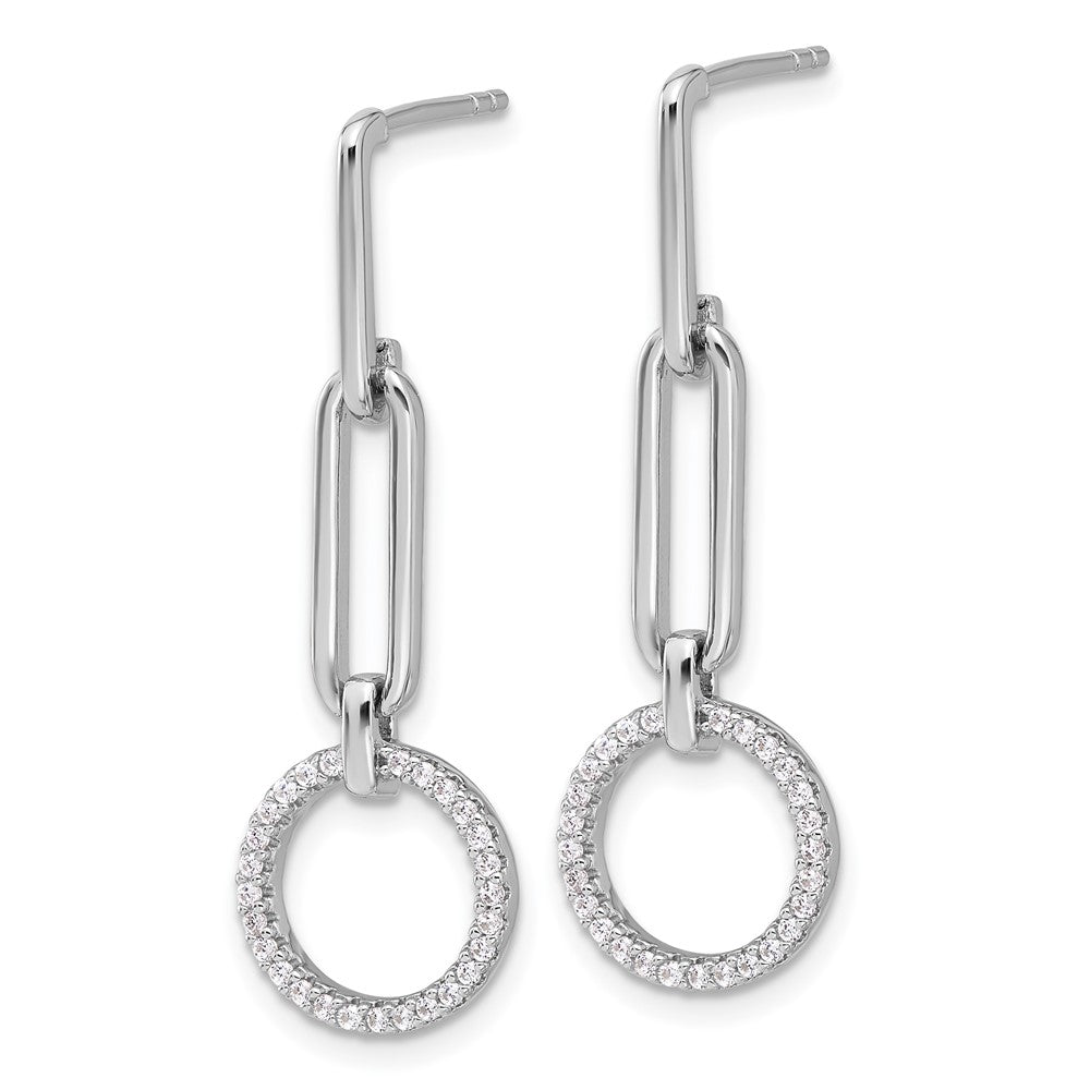 Feuer Sterlingsilber Rhodiniert Zirkonia Hängend Ohrstecker