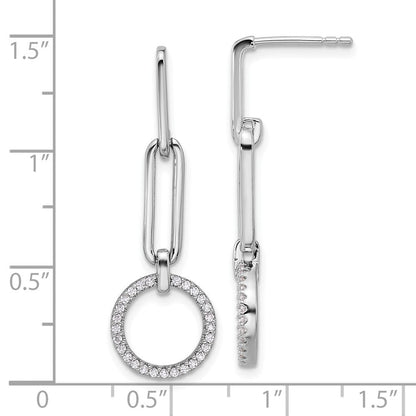 Feuer Sterlingsilber Rhodiniert Zirkonia Hängend Ohrstecker