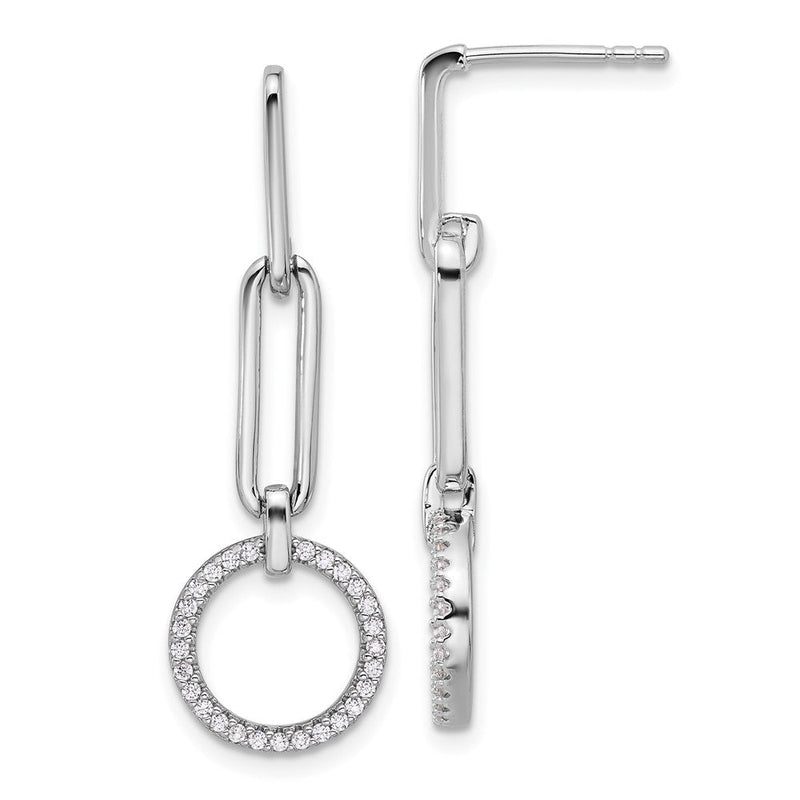 Feuer Sterlingsilber Rhodiniert Zirkonia Hängend Ohrstecker