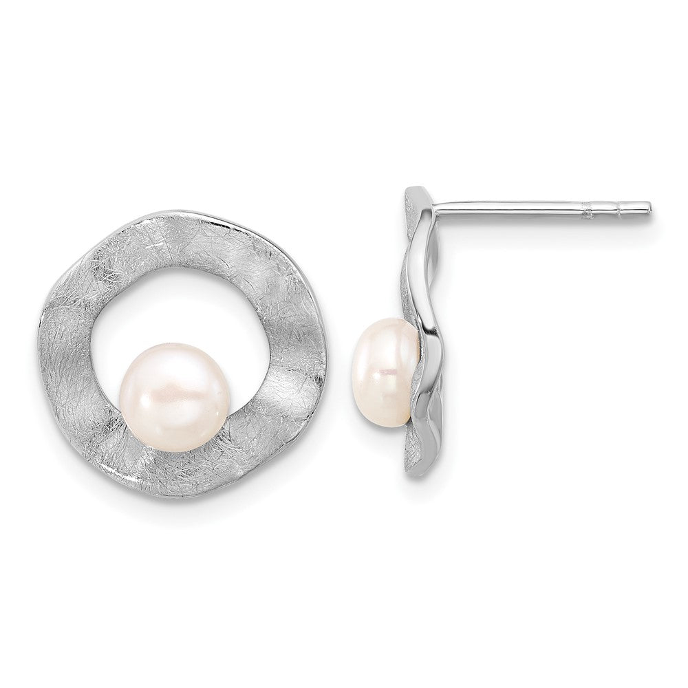 Sterlingsilber Rhodiniert Fwc Perle Scratch Finish Ohrstecker