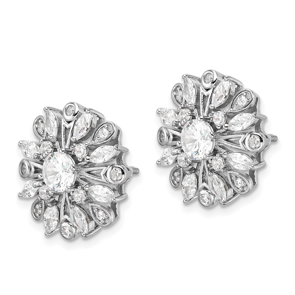 Sterlingsilber Rhodiniert Zirkonia Blumen Ohrstecker