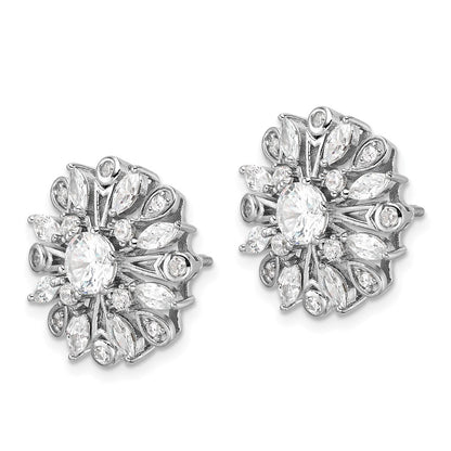 Sterlingsilber Rhodiniert Zirkonia Blumen Ohrstecker