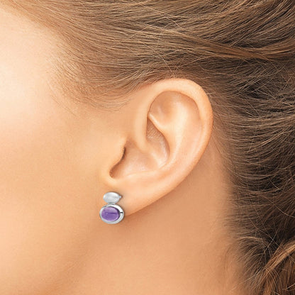 Sterlingsilber Rhodiniert Gebürstet/polished Amethyst Ohrringe