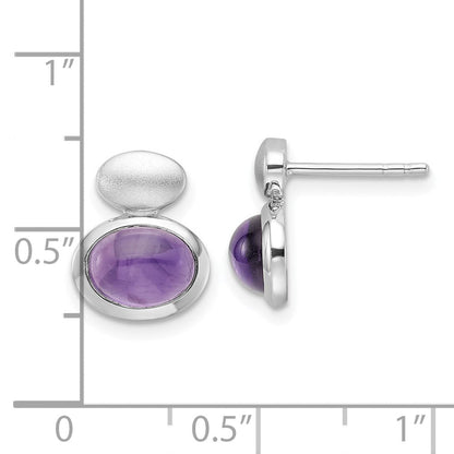 Sterlingsilber Rhodiniert Gebürstet/polished Amethyst Ohrringe