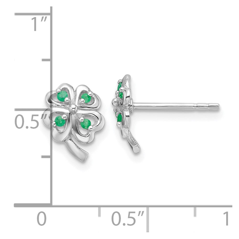 Sterlingsilber Rhodiniert Smaragd Vier Blatt Klee Ohrstecker