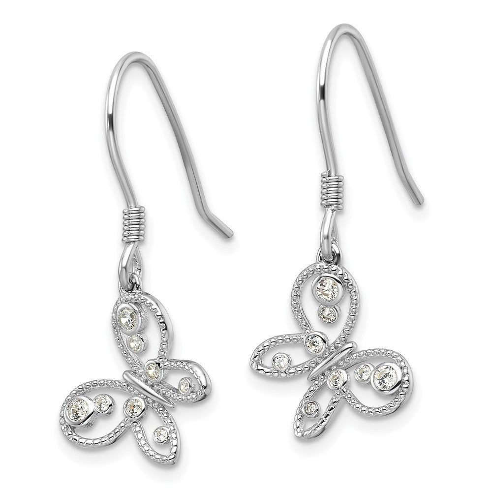 Sterlingsilber Rhodiniert Zirkonia Schmetterling Hirte Haken Ohrringe