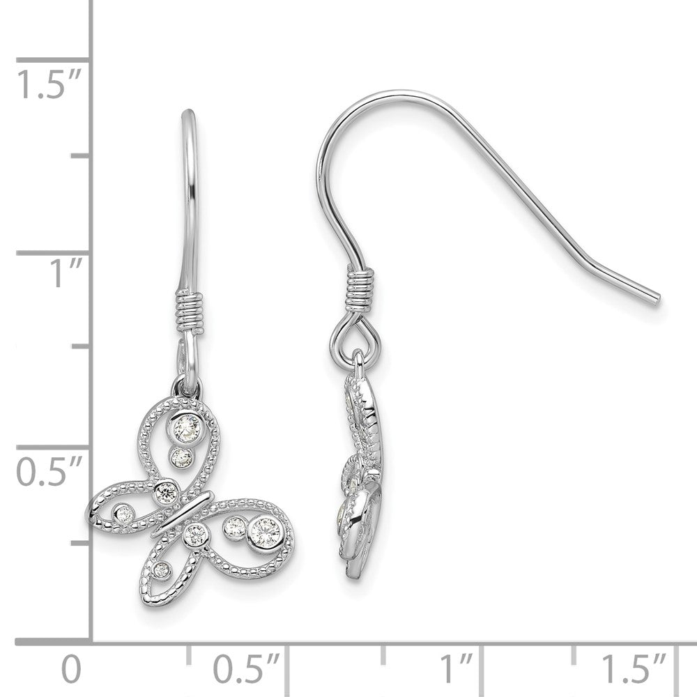 Sterlingsilber Rhodiniert Zirkonia Schmetterling Hirte Haken Ohrringe