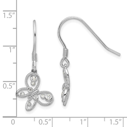 Sterlingsilber Rhodiniert Zirkonia Schmetterling Hirte Haken Ohrringe