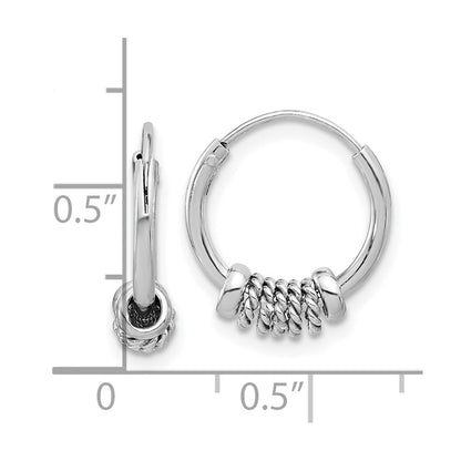 Sterlingsilber Rhodiniert Poliert/textured Endlos Creolen