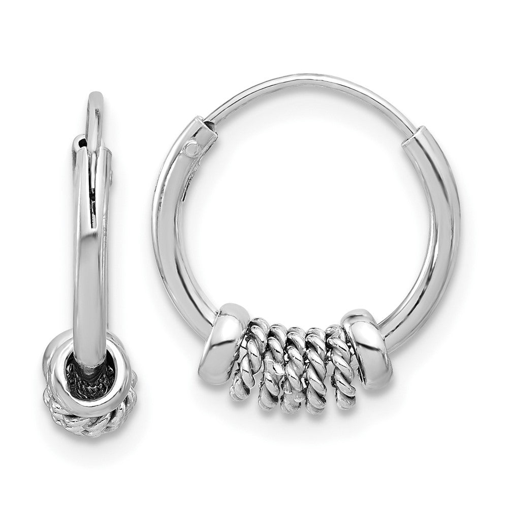 Sterlingsilber Rhodiniert Poliert/textured Endlos Creolen