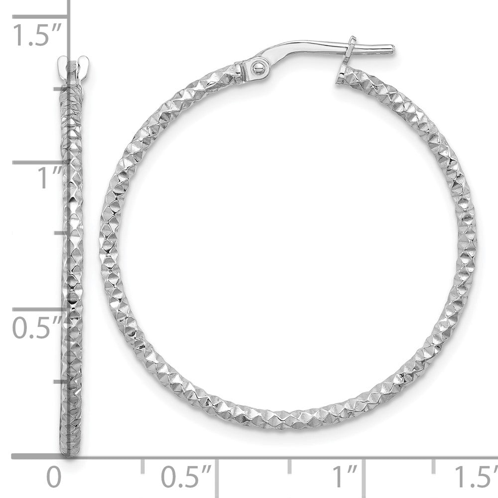 Sterlingsilber Rhodiniert Poliert Strukturiert 1.60mm Creolen