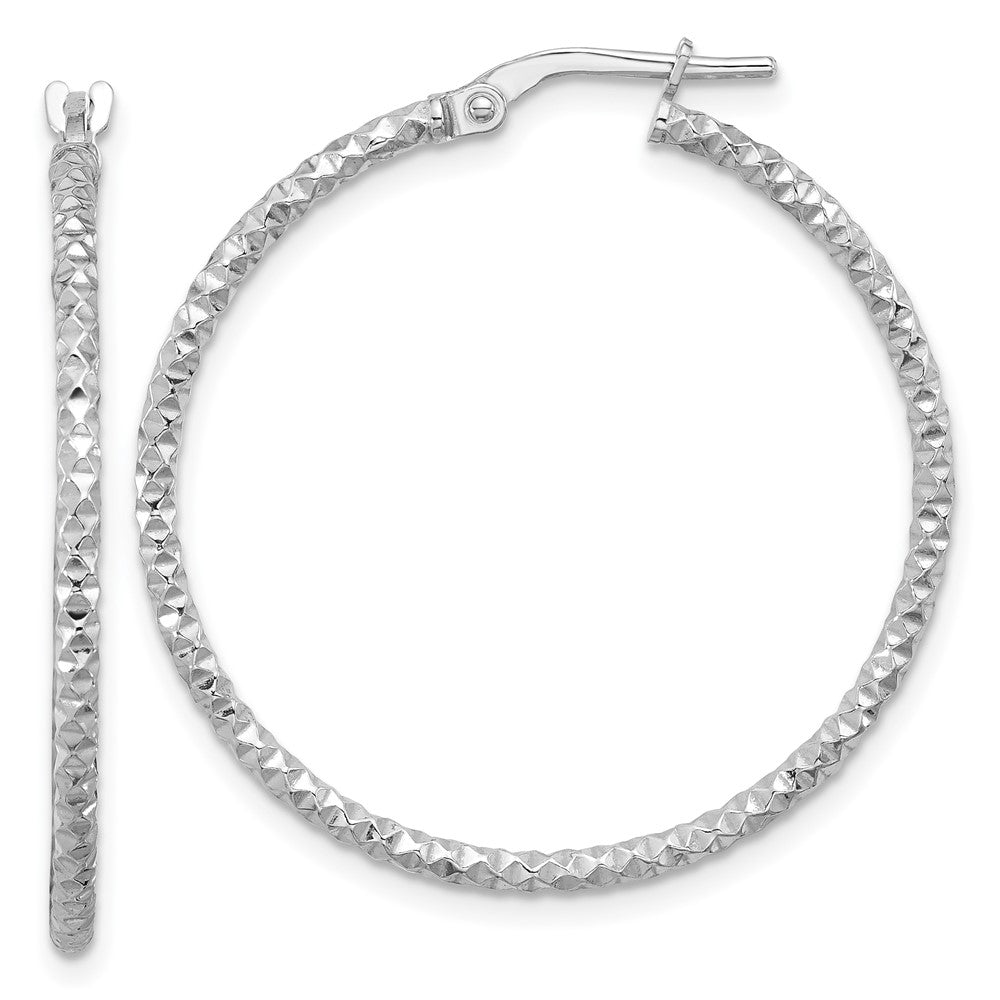 Sterlingsilber Rhodiniert Poliert Strukturiert 1.60mm Creolen