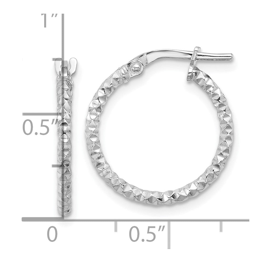Sterlingsilber Rhodiniert Poliert Strukturiert 1.60mm Creolen