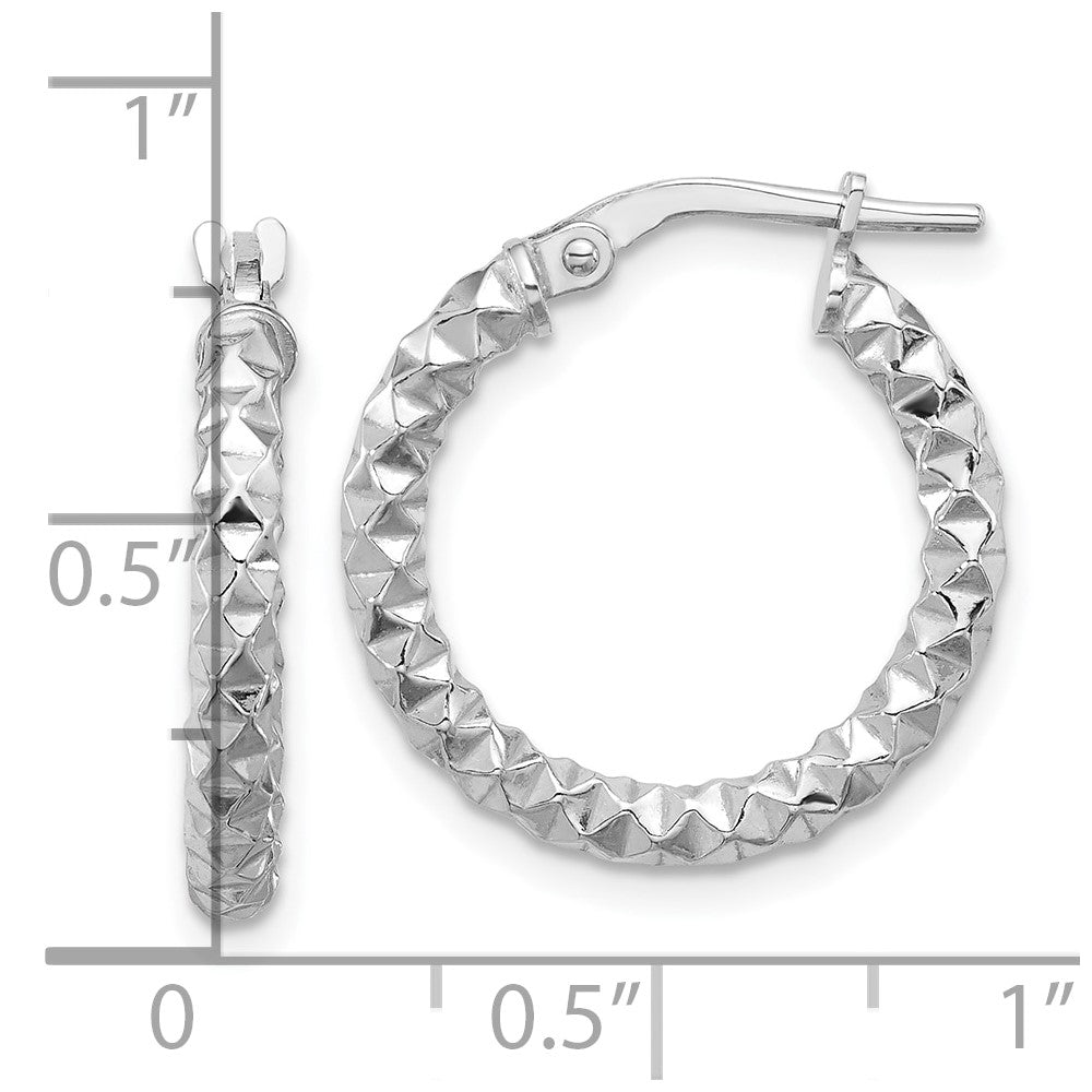 Sterlingsilber Rhodiniert Poliert Strukturiert 2.50mm Creolen