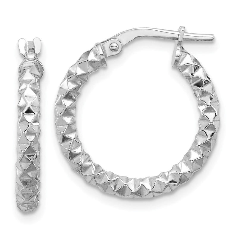Sterlingsilber Rhodiniert Poliert Strukturiert 2.50mm Creolen