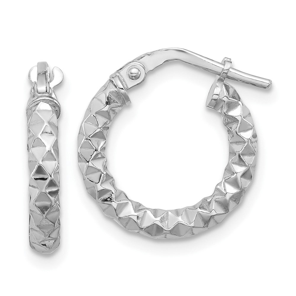 Sterlingsilber Rhodiniert Poliert Strukturiert 2.50mm Creolen