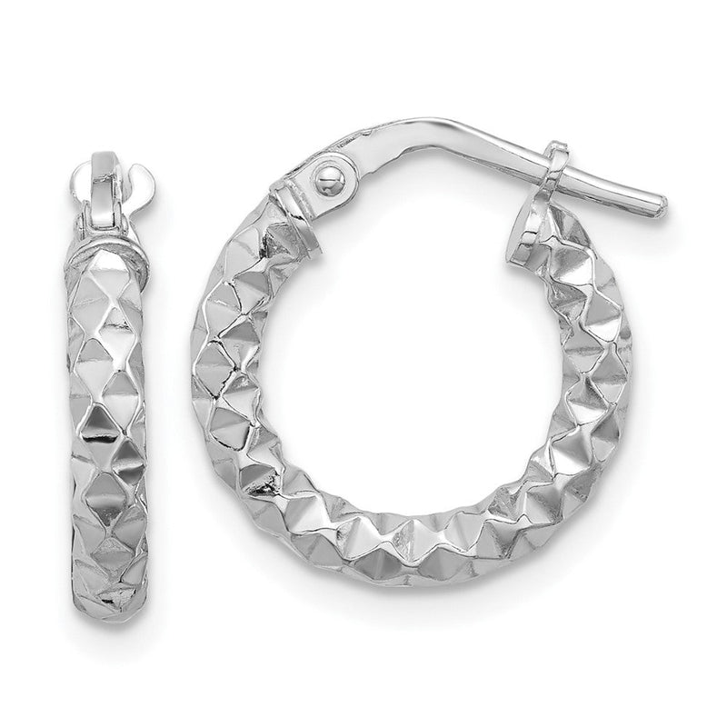 Sterlingsilber Rhodiniert Poliert Strukturiert 2.50mm Creolen