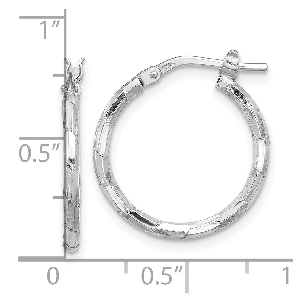 Sterlingsilber Rhodiniert Poliert Strukturiert 1.60mm Creolen