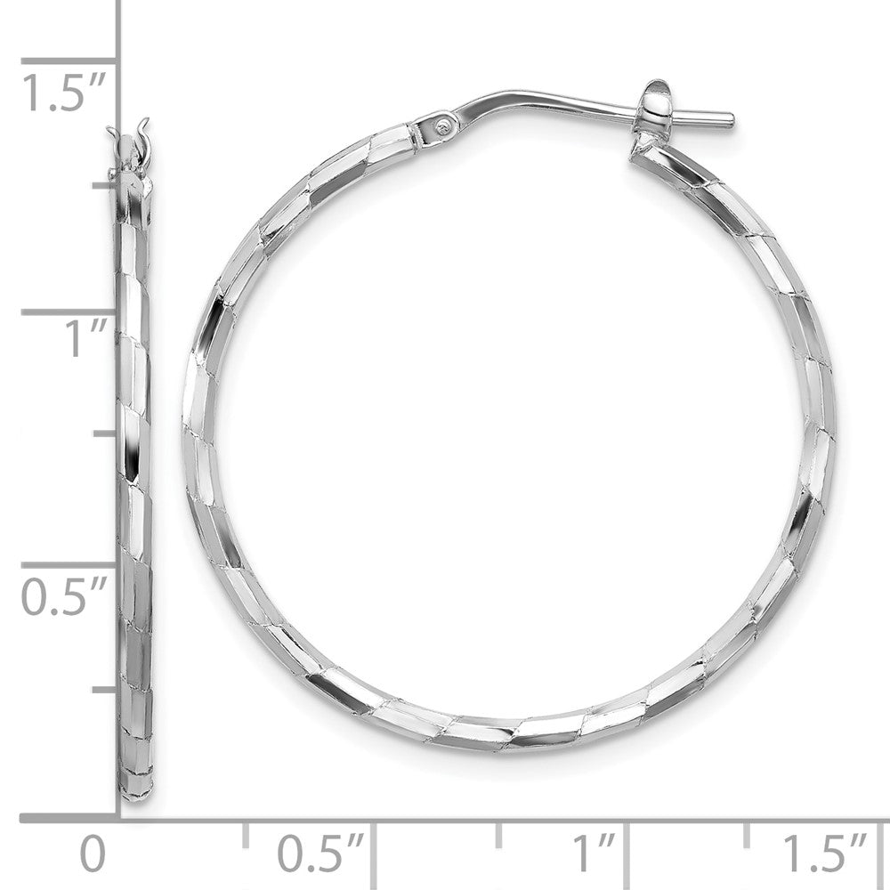 Sterlingsilber Rhodiniert Poliert Strukturiert 1.60mm Creolen