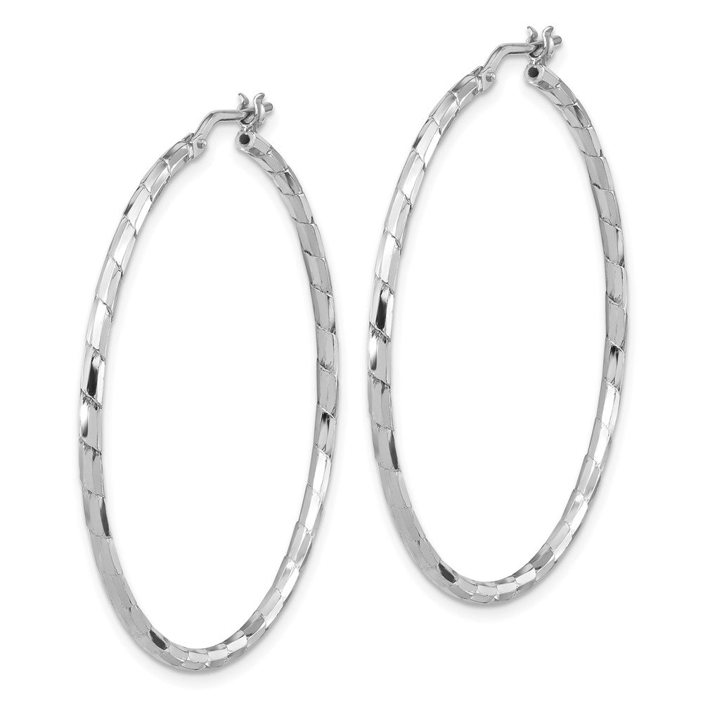 Sterlingsilber Rhodiniert Poliert Strukturiert 1.60mm Creolen