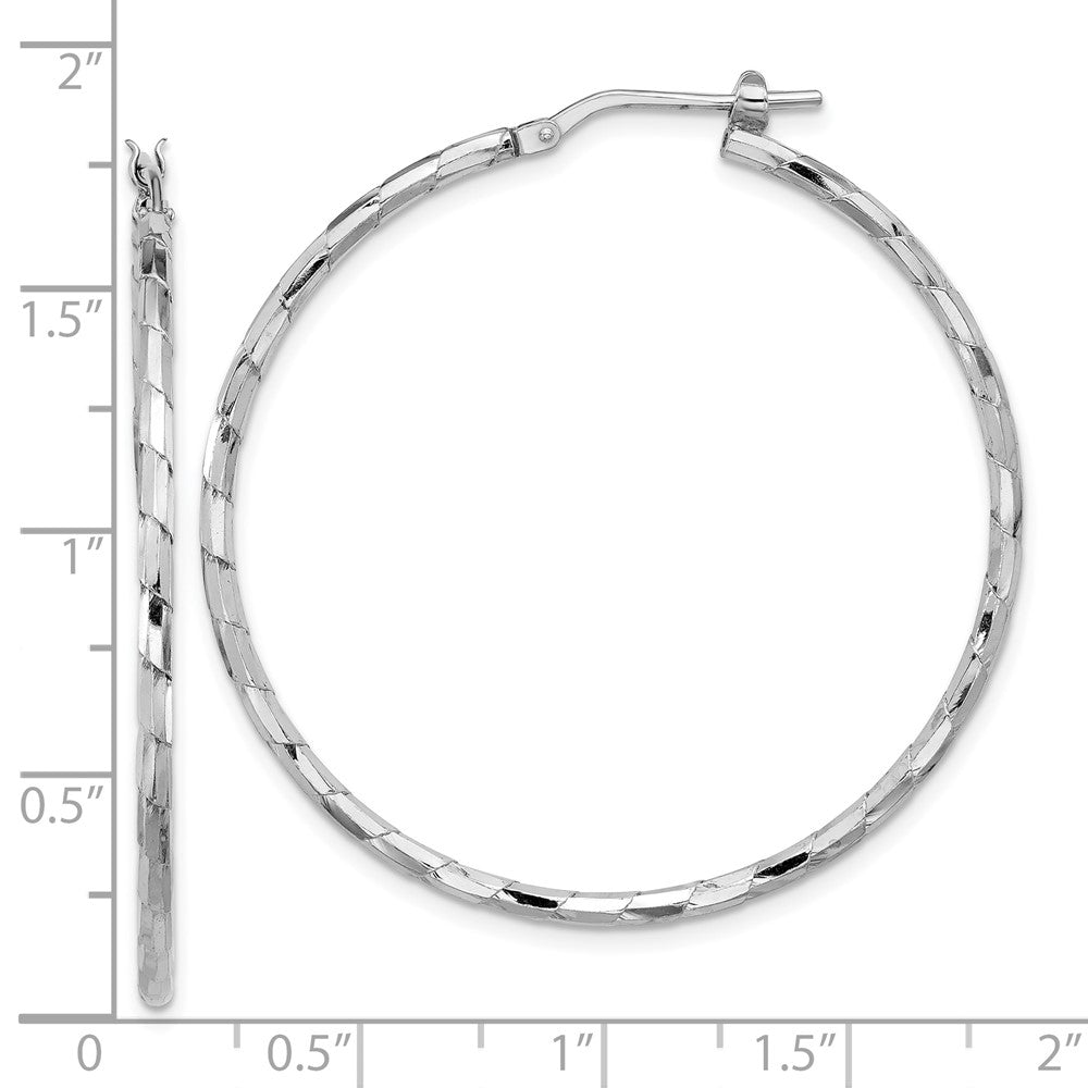 Sterlingsilber Rhodiniert Poliert Strukturiert 1.60mm Creolen