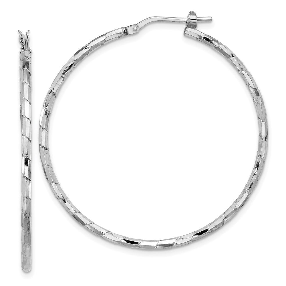 Sterlingsilber Rhodiniert Poliert Strukturiert 1.60mm Creolen