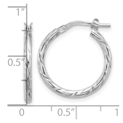 Sterlingsilber Rhodiniert Poliert Diamantiert 2.00mm Creolen