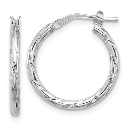 Sterlingsilber Rhodiniert Poliert Diamantiert 2.00mm Creolen