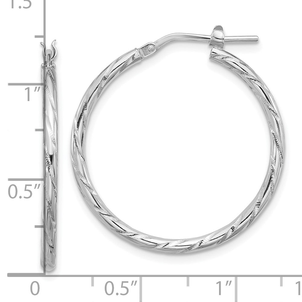 Sterlingsilber Rhodiniert Poliert Diamantiert 2.00mm Creolen