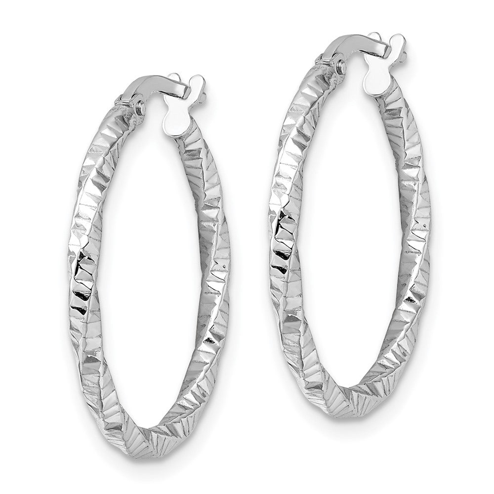 Sterlingsilber Rhodiniert Poliert Diamantiert Gedreht 2mm Creolen