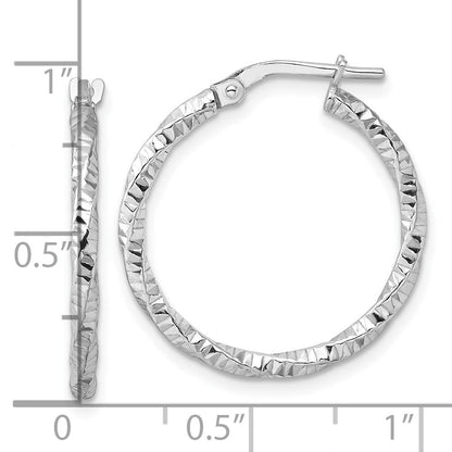 Sterlingsilber Rhodiniert Poliert Diamantiert Gedreht 2mm Creolen