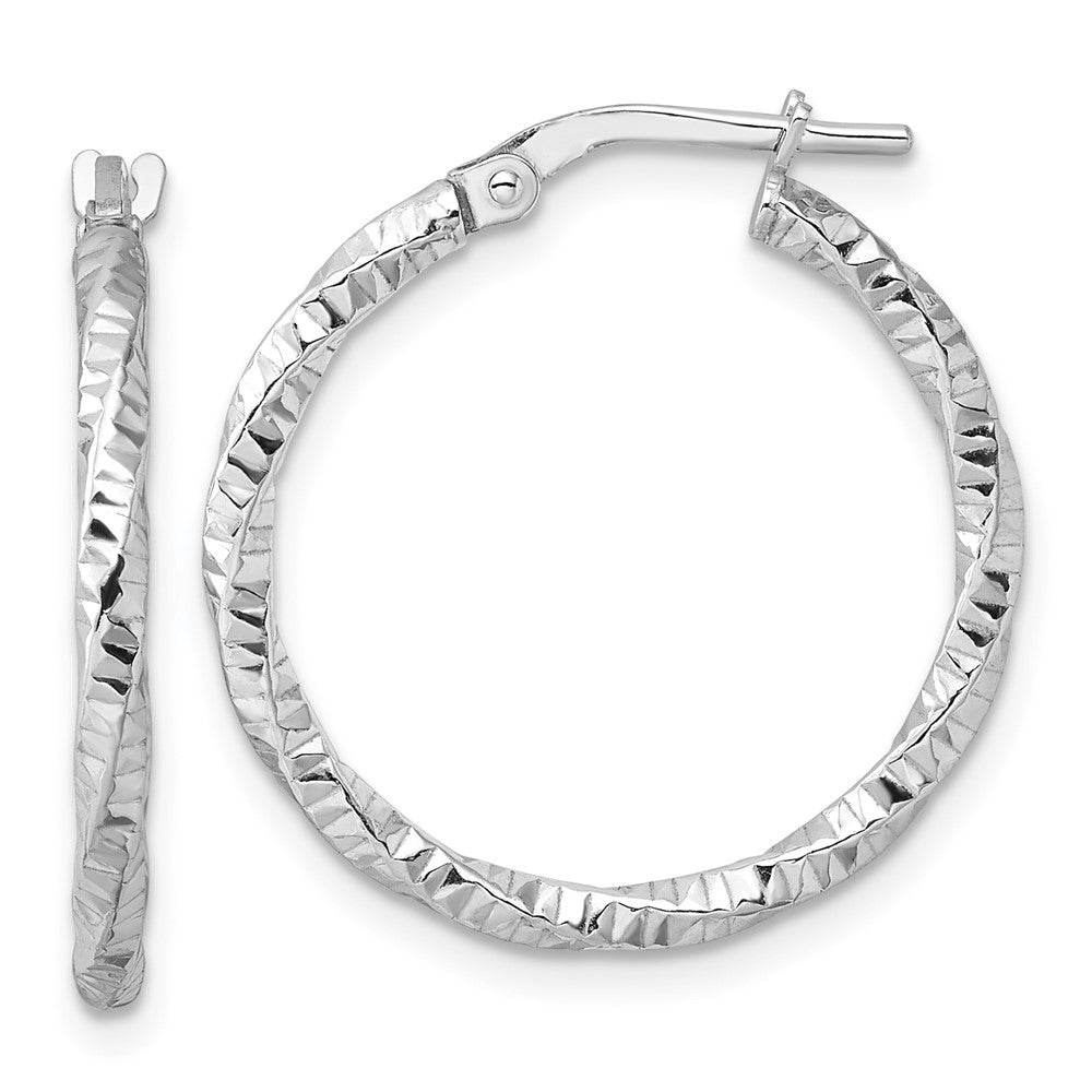 Sterlingsilber Rhodiniert Poliert Diamantiert Gedreht 2mm Creolen