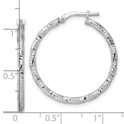 Sterlingsilber Rhodiniert Poliert Diamantiert Gedreht 2mm Creolen