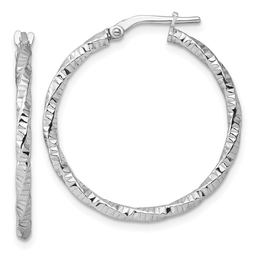 Sterlingsilber Rhodiniert Poliert Diamantiert Gedreht 2mm Creolen