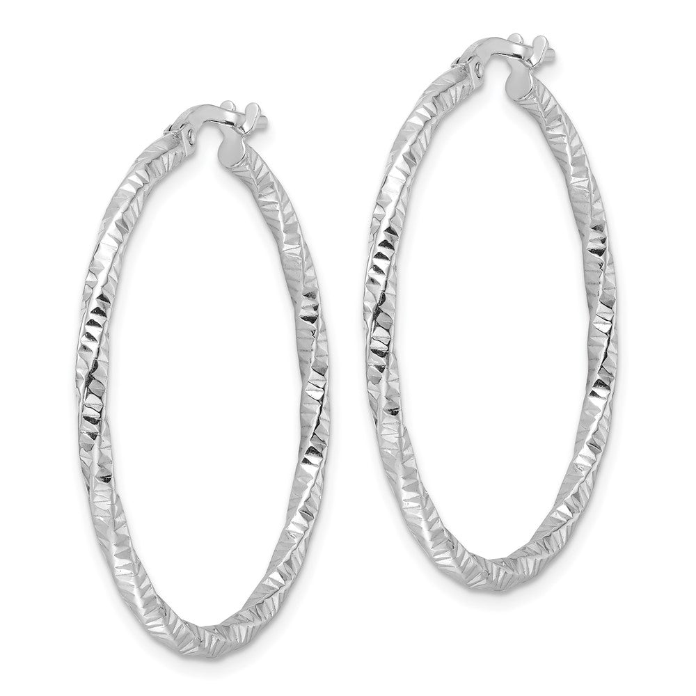 Sterlingsilber Rhodiniert Poliert Diamantiert Gedreht 2mm Creolen