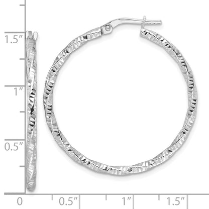 Sterlingsilber Rhodiniert Poliert Diamantiert Gedreht 2mm Creolen