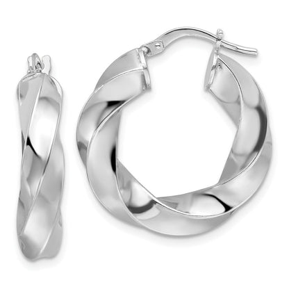 Sterlingsilber Rhodiniert Poliert 5.25mm Hohl Gedreht Creolen