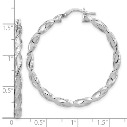 Sterlingsilber Rhodiniert Poliert Gedreht Creolen
